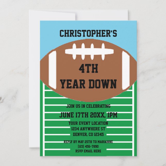 Invitation Football 4e année de bas anniversaire (Devant)