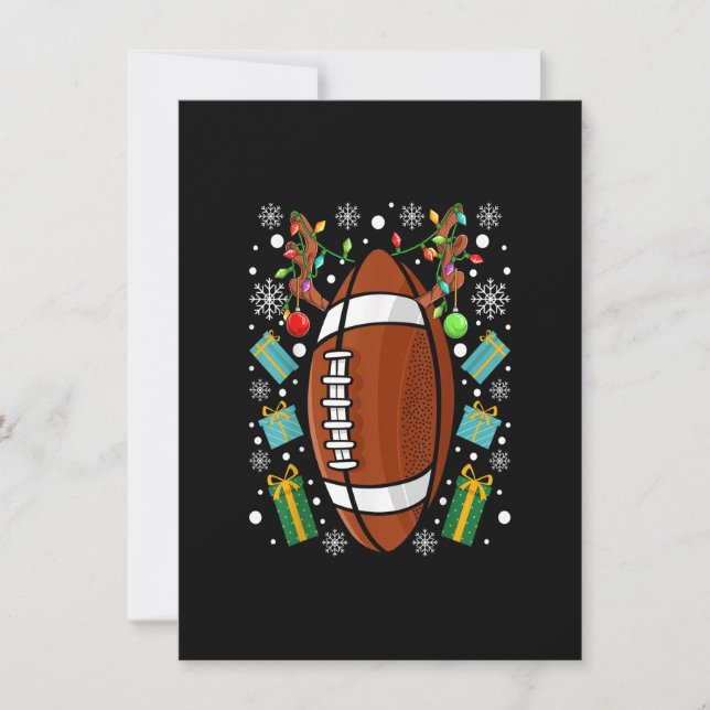 Invitation Football américain amusant Noël Reindeer Xmas Li (Devant)