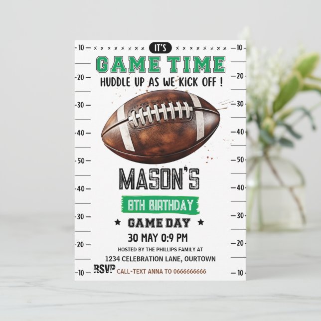 Invitation Football américain Anniversaire (Debout devant)