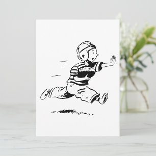 Invitation Football américain vintage de petit garçon courant