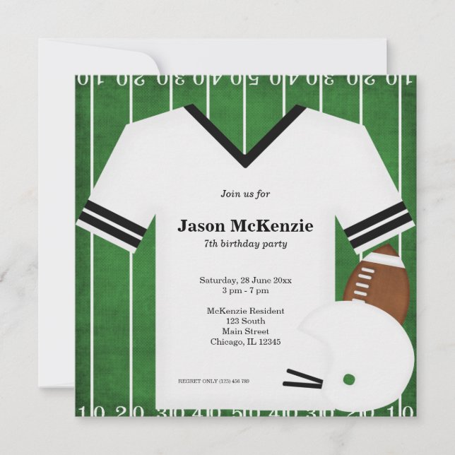Invitation Football Anniversaire (Blanc) (Devant)