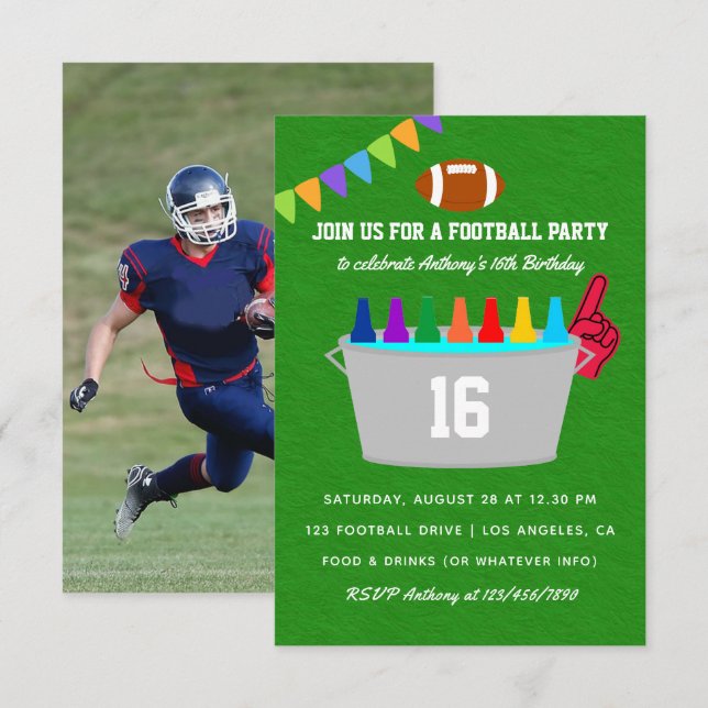 Invitation Football Anniversaire Photo (Devant / Derrière)