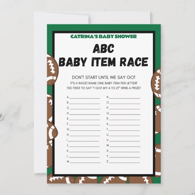 Invitation Football Baby shower Jeu, Soccer - Nom modifiable, (Devant)
