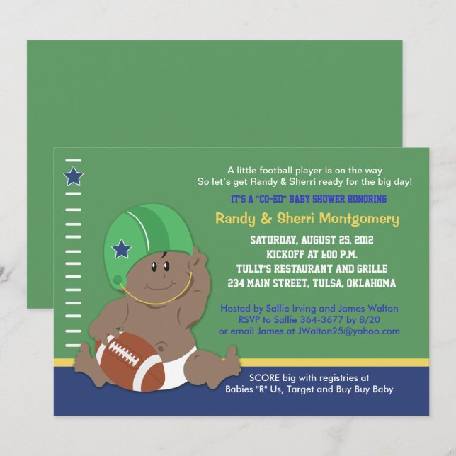 Invitation Football Baby Sports Baby shower à thème (#2) (Devant / Derrière)