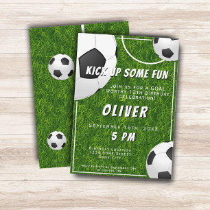 Invitation Football balle Football Grass Sport Anniversaire d