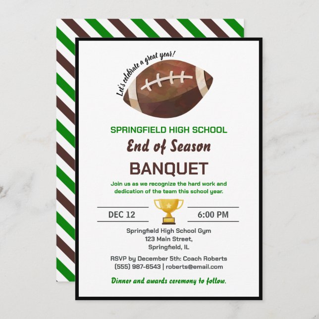Invitation Football Banquet (Devant / Derrière)