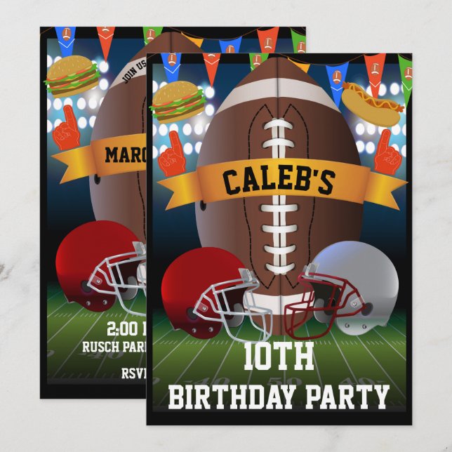 Invitation Football & Barbeque BBQ Fête d'anniversaire (Devant / Derrière)