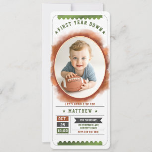 Invitation Football Billet Sports Cute Photo Boy 1er Annivers