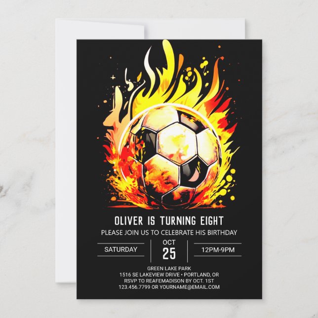 Invitation Football coloré Enfants éditable Anniversaire (Devant)