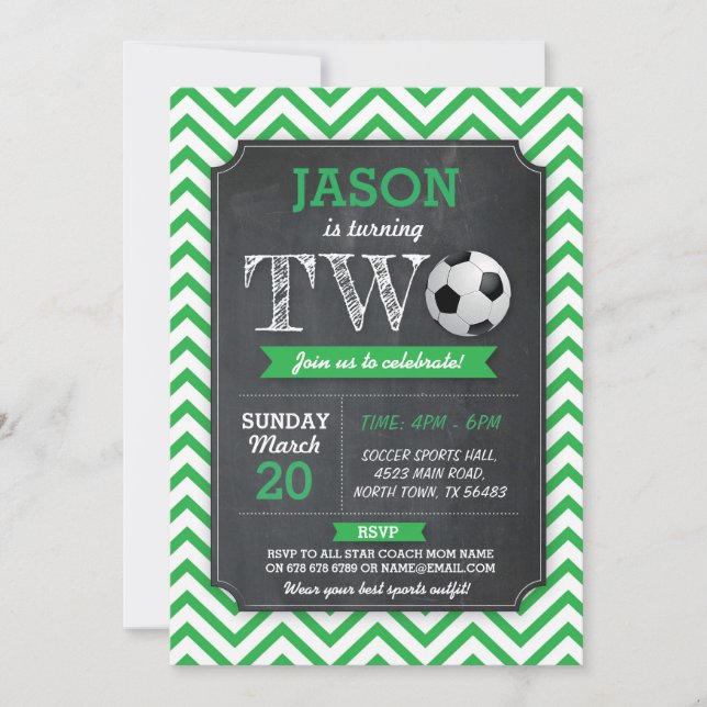 Invitation Football de l'anniversaire DEUX de partie (Devant)