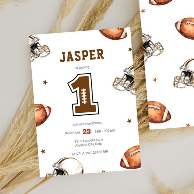 Invitation Football de première année | 1er anniversaire Numé (rookie of the year, first birthday party, boy birthday party invite, football, football birthday par)