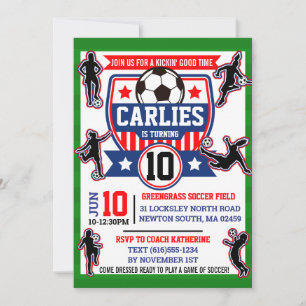 Invitation Football de terrain filles fête d'anniversaire