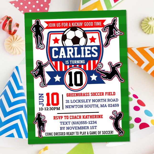 Invitation Football de terrain filles fête d'anniversaire (Créateur téléchargé)