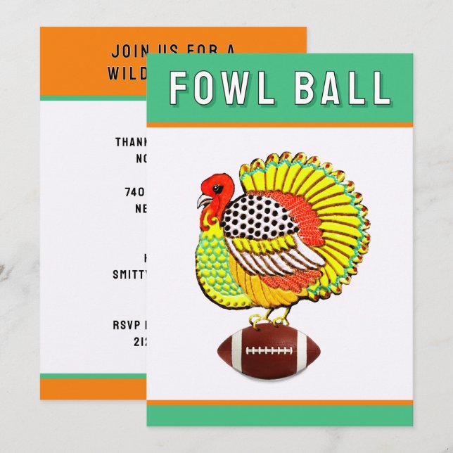 Invitation Football de Thanksgiving (Devant / Derrière)