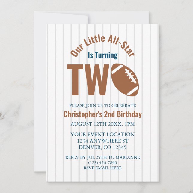 Invitation Football étoilé 2e anniversaire (Devant)