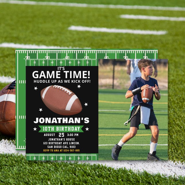 Invitation  Football Field Birthday boy with Photo (Créateur téléchargé)