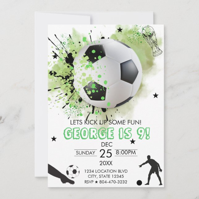 Invitation Football football fête d'anniversaire (Devant)