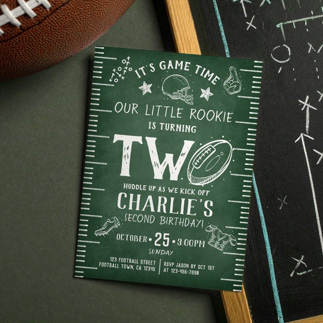 Invitation Football moderne Chalkboard Athlétisme 2e annivers (Créateur téléchargé)