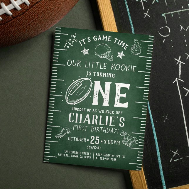 Invitation Football moderne Chalkboard Football Athlétisme 1e (Créateur téléchargé)