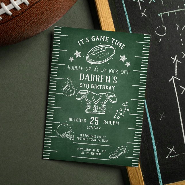 Invitation Football moderne Chalkboard Football Athlétisme An (Créateur téléchargé)