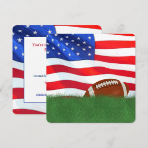 Invitation Football Party avec drapeau américain