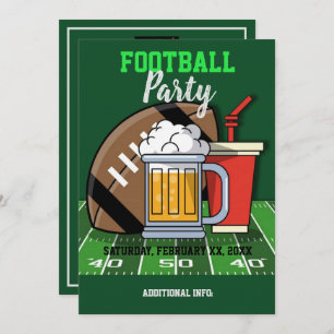 Invitation Football Party Green