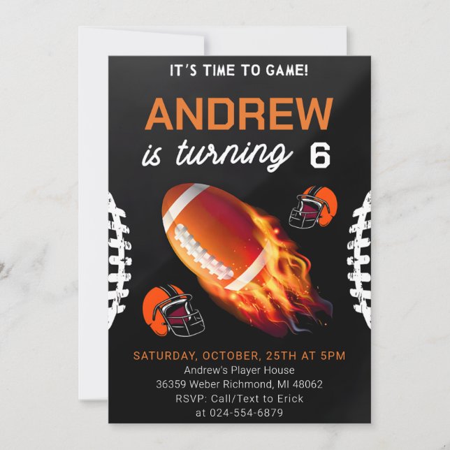 Invitation Football personnel Anniversaire avec photo (Devant)