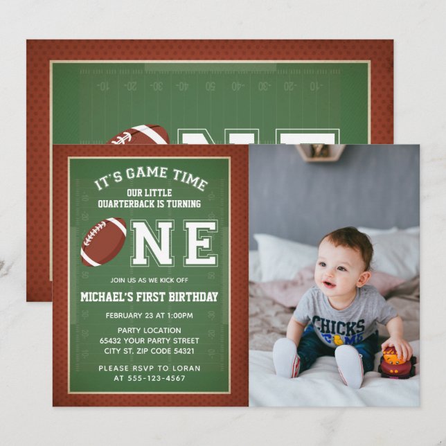 Invitation Football photo d'anniversaire (Devant / Derrière)