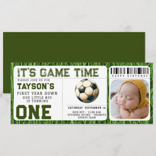 Invitation Football première année bas 1er anniversaire Bille