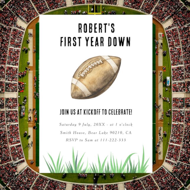 Invitation Football première année bas 1er anniversaire fête (Créateur téléchargé)