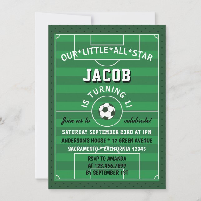 Invitation Football Sport 1er anniversaire (Devant)