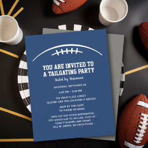 Invitation Football Tailgating Party - argent bleu