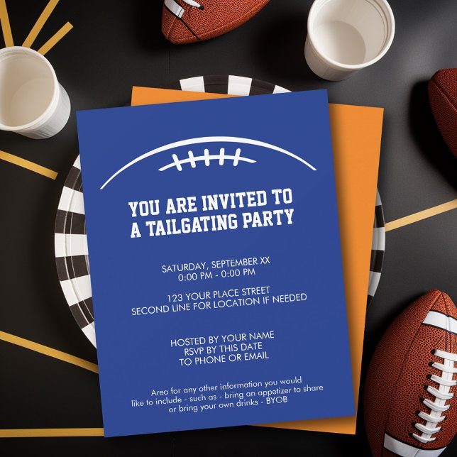 Invitation Football Tailgating Party - bleu orange (Tailgating Party Invitation)