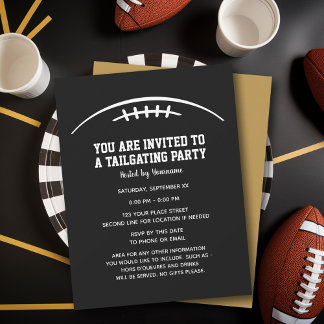 Invitation Football Tailgating Party - or noir