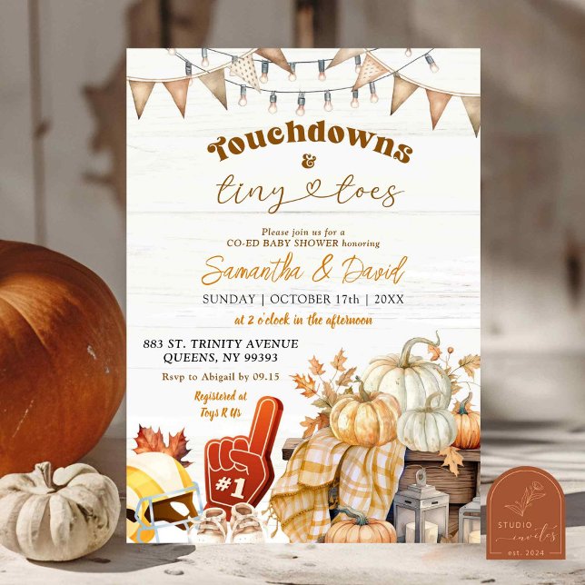 Invitation Football Touchdown et Minuscule Toes Co-Ed Baby sh (Créateur téléchargé)