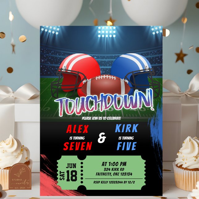 Invitation Football Touchdown Jeu Heure Jour d'anniversaire c (Créateur téléchargé)
