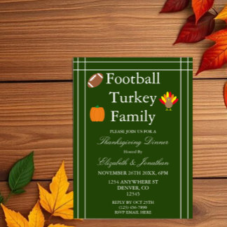 Invitation Football, Turquie, Thanksgiving en famille