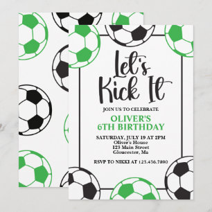 Invitation Football Vert et Noir Anniversaire