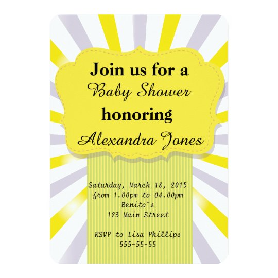 Invitation for Baby Shower yellow grey boy girl