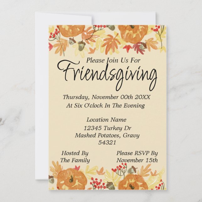Invitation for Friendsgiving (Front)