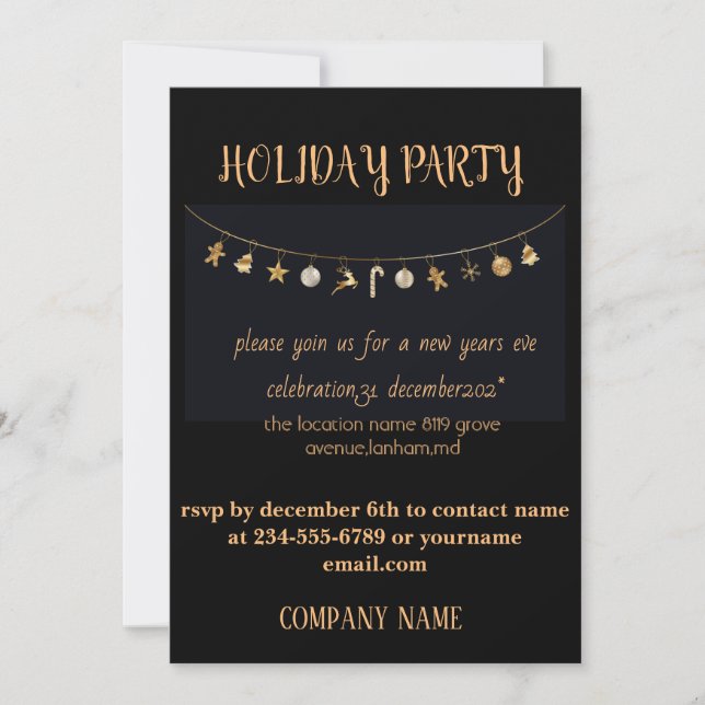 INVITATION FOR HOLIDAY CELEBRATION IN THE COMPANY (Front)