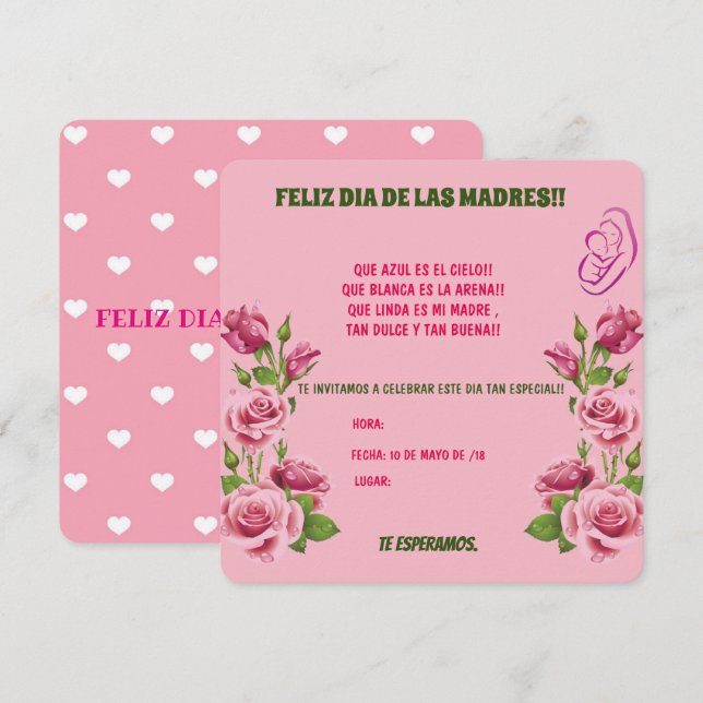 INVITATION FOR MOTHERS' DAY. (Front/Back)