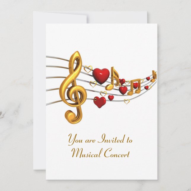 Invitation for Musical Concert in Gold Lettering (Front)