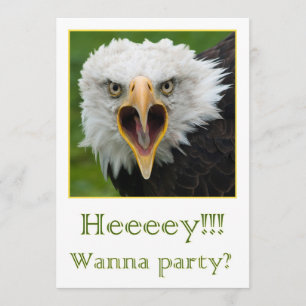 Invitation for party shouting bird of prey