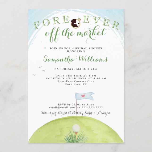 Invitation Fore Ever Off The Market Golf Bridal Shower (Devant)