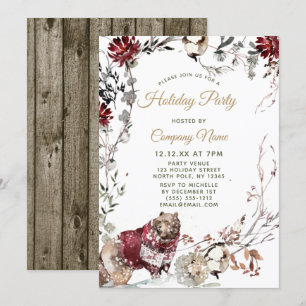 Invitation Forest Bear Corporate Fête de Noël