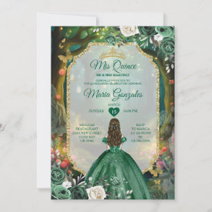Invitation Forest Emerald Green Quinceañera