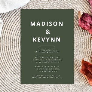 Invitation Forest Green   Scandi Mariage moderne minimaliste