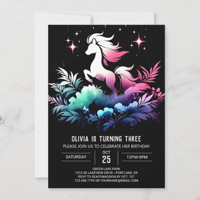 Invitation Forest Horse Birthday  (Devant)