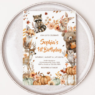 Invitation Forest Woodland Animaux Citrouilles fête d'anniver